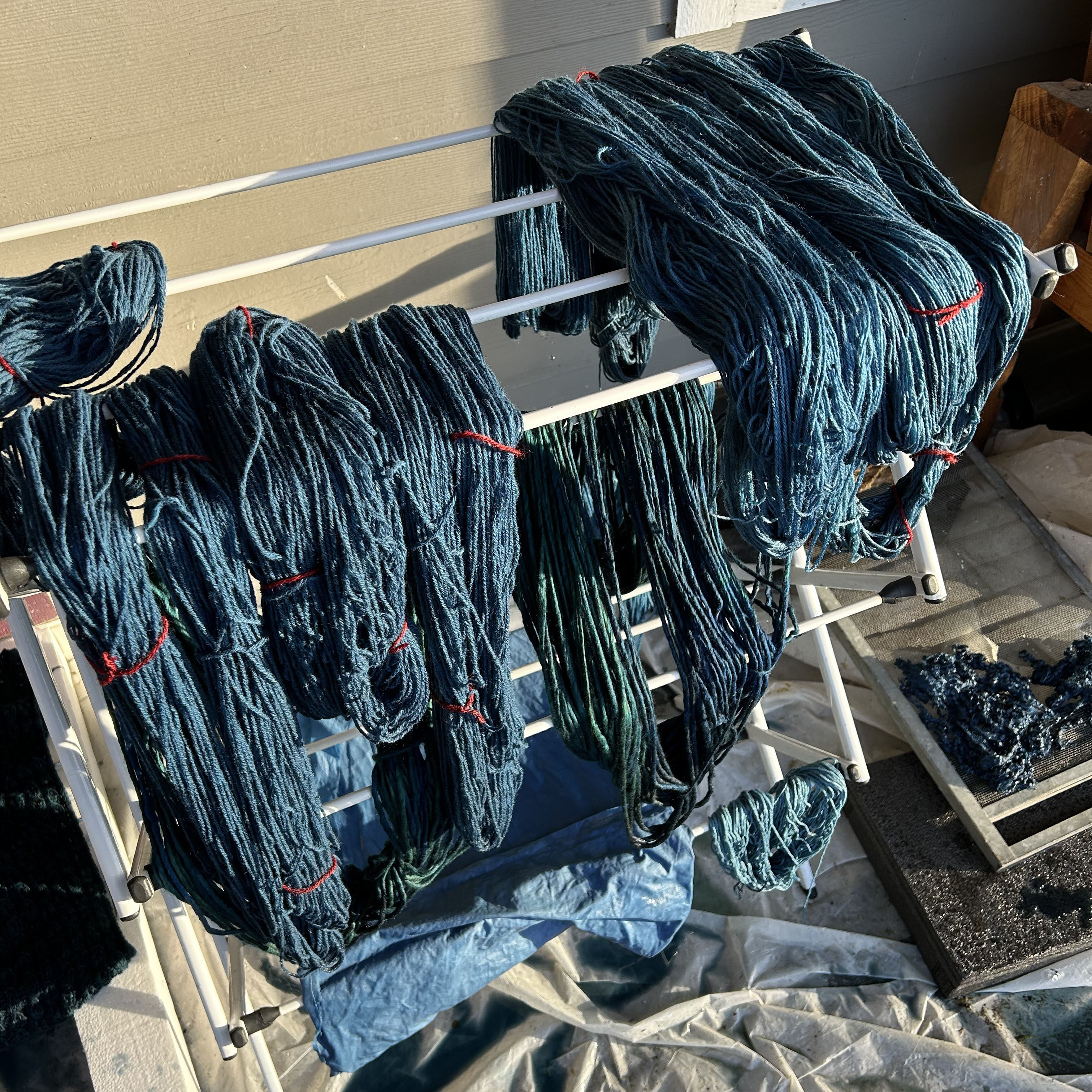 Dyed yarn drying